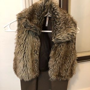 Papaya Fur Vest with Zipper, Size S